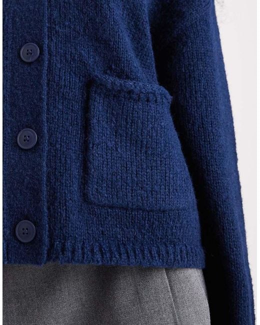 ASOS Blue Boxy Oversized Cardigan With Pocket Detail