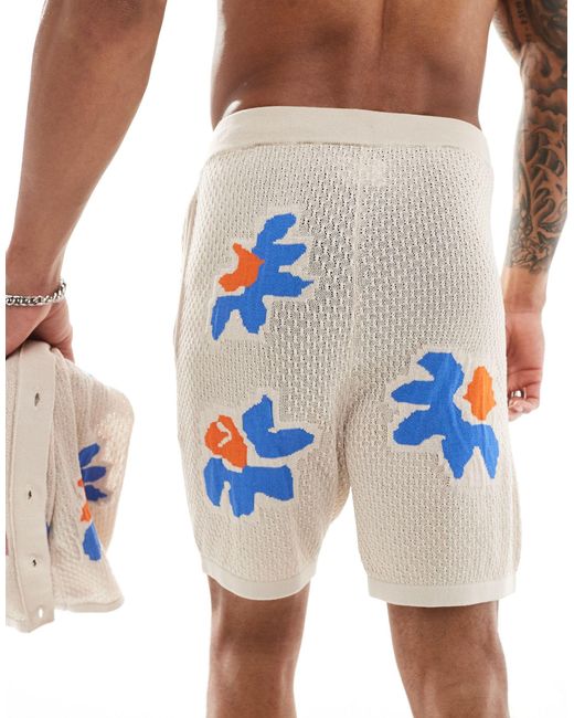Pantalones cortos con textura ASOS de hombre de color Blue