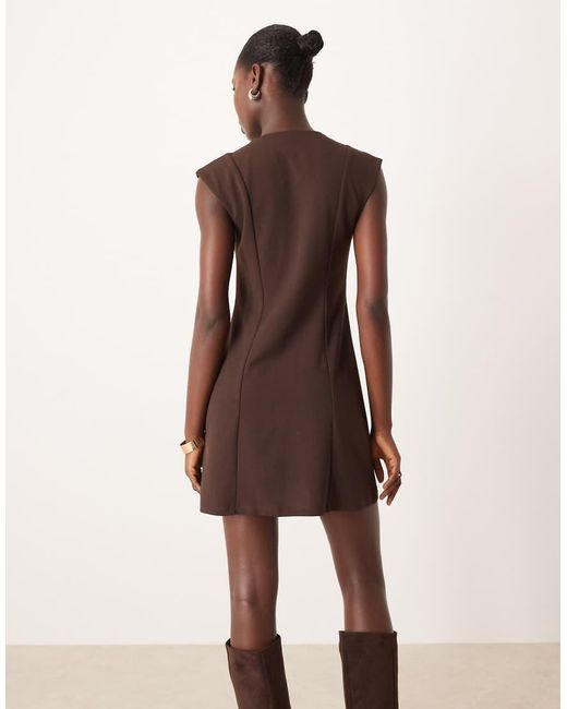 ASOS Natural Sleeveless Button Down Waistcoat Mini Dress