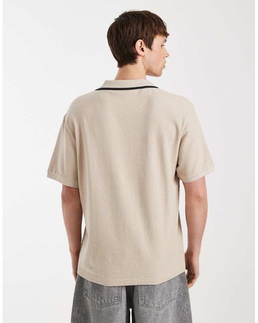 Redefined Rebel Natural Camden Boxy Oversized Fit Polo Shirt for men