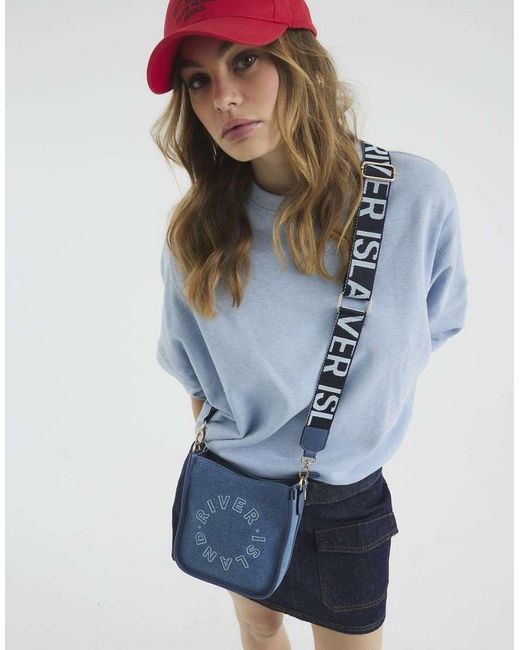 River Island Blue Denim Ri Cross Body Bag