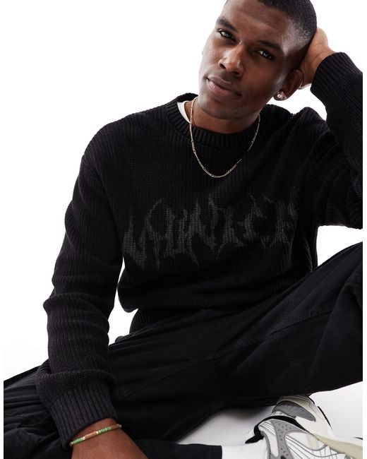 Pull&Bear – gerippter pullover in Black für Herren