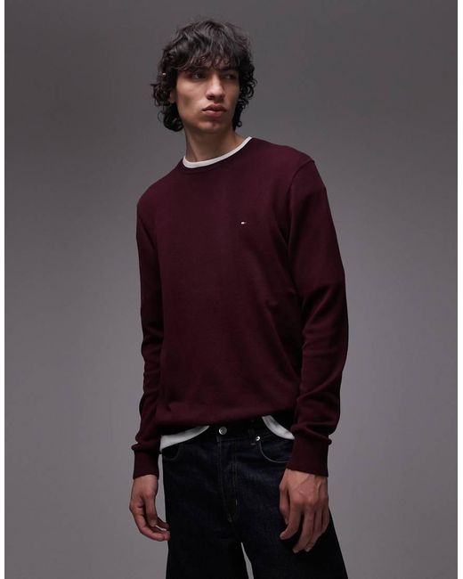 Tommy Hilfiger Purple Essential Cotton Jumper for men