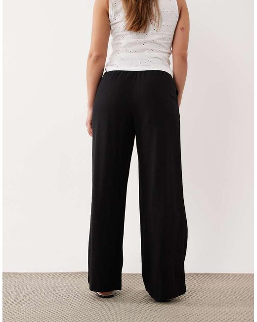 New Look Black Linen Rich Wide Leg Trousers