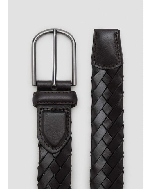 Mango White Leather Braided Belt for men