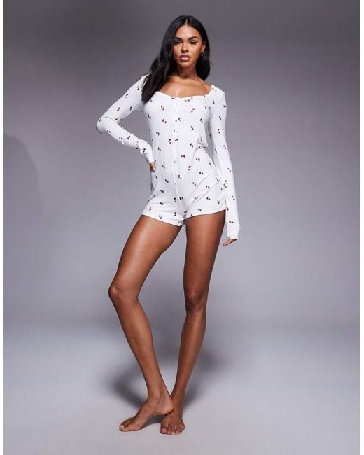 Boux Avenue White Heart Print Super Soft Romper