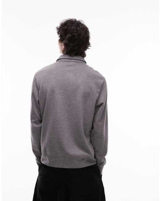 Sudadera Con Cuello Tipo Polo De Mango de hombre de color Gray