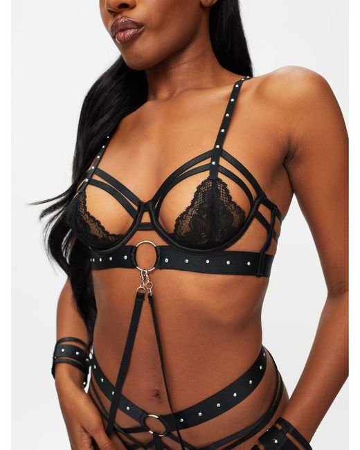 Ann Summers Black Unleash Me Crotchless Set