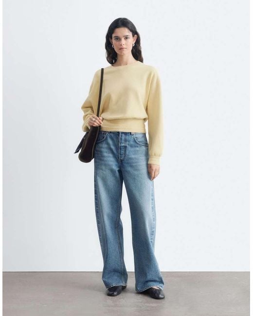 & Other Stories Blue Jumper With Volume Sleeve And Deep Cuff