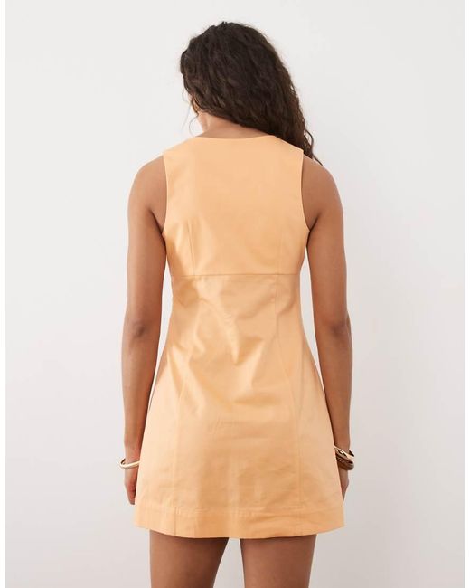ASOS Natural Square Neck Structured Cotton Mini Sundress