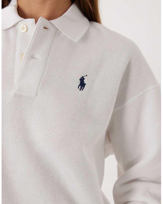Polo Ralph Lauren White Icon Logo Collared Rugby Sweatshirt
