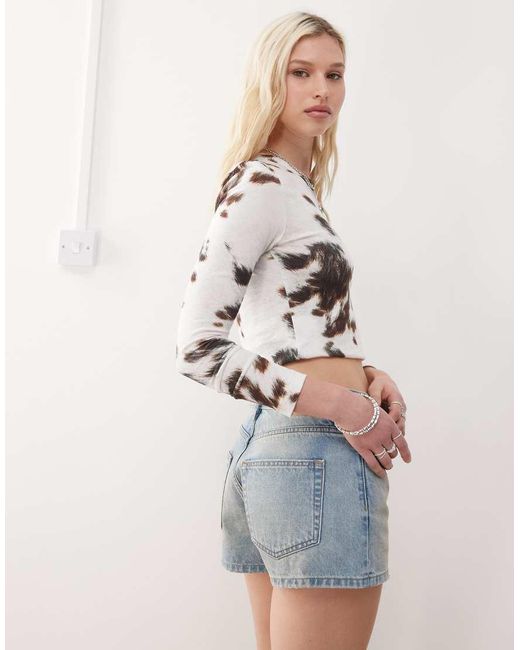 Weekday Blue Low Waist Loose Fit Denim Shorts