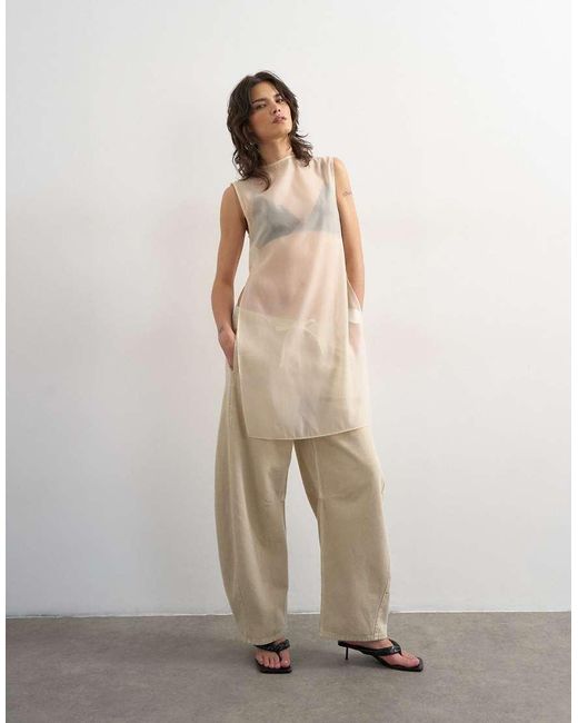 TOPSHOP Natural Pull On Barrel Jean
