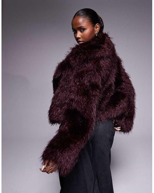 River Island Brown shaggy Effect Faux Fur Coat