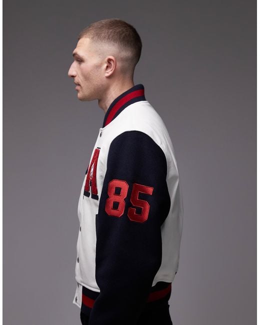 Tommy Hilfiger Black Nyc Varsity Leather Racing Jacket for men