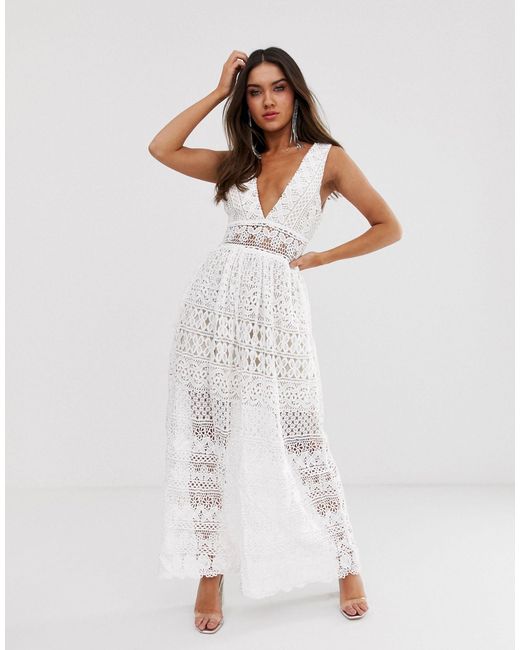 love triangle plunge front 3d applique cami midi dress in white