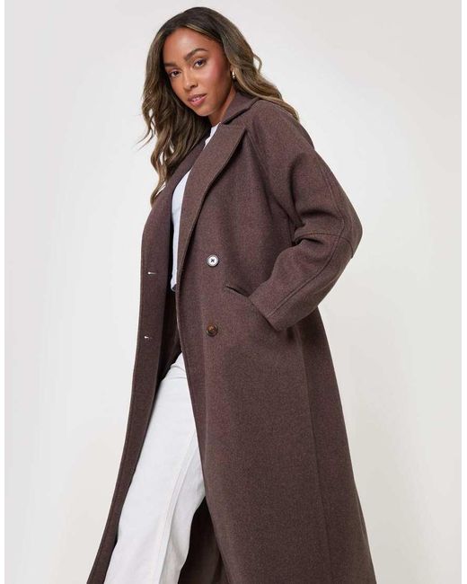 Threadbare Brown Longline Cocoon Coat