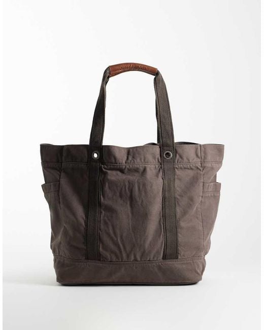 Abercrombie & Fitch Black Oversized Canvas Tote Bag for men