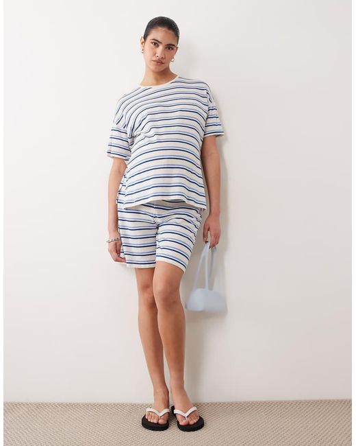 Mama.licious Blue Mamalicious Maternity Textured Jersey Oversized T-shirt Co-ord