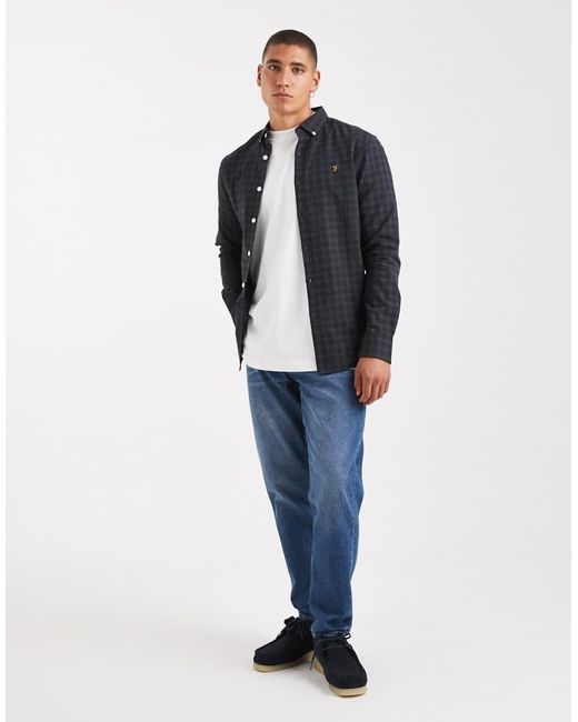 Farah Blue Millers Long Sleeve Shirt for men
