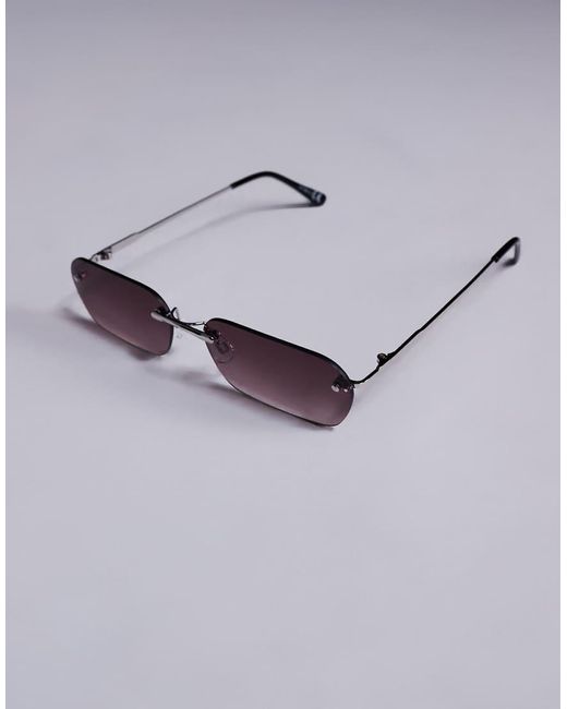 ASOS Brown Rimless Sunglasses With Burgundy Ombre Lens And Metal Frame for men