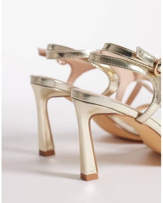 London Rebel White London Rebel Elin Wide Fit Heeled Strappy Sandal