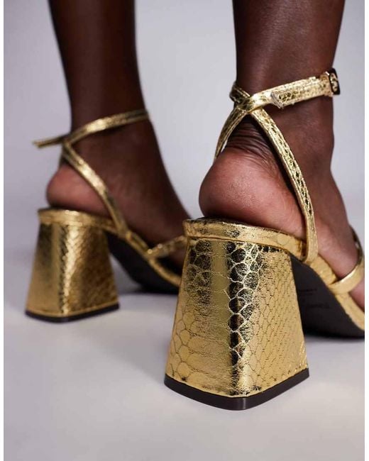 River Island Brown Strappy Low Block Heeled Sandal