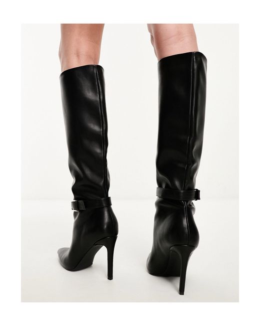 SIMMI Black Simmi London Wide Fit Acer Buckle Detail Pointed Knee Boots