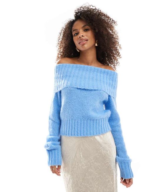 White fluffy bardot jumper sale