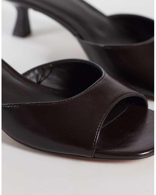 Mango Brown Starring Hailey Bieber Faux Leather Low Heeled Mule Sandal