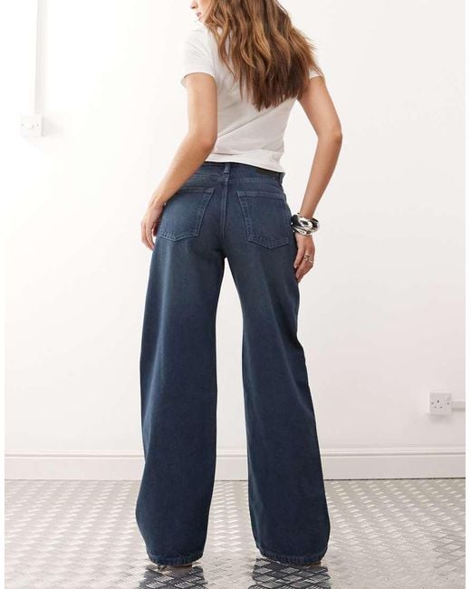 Weekday Blue Paz Mid Waist Wide Leg Jeans