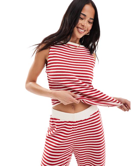 Top d'ensemble en maille à encolure bateau ASOS en coloris Red
