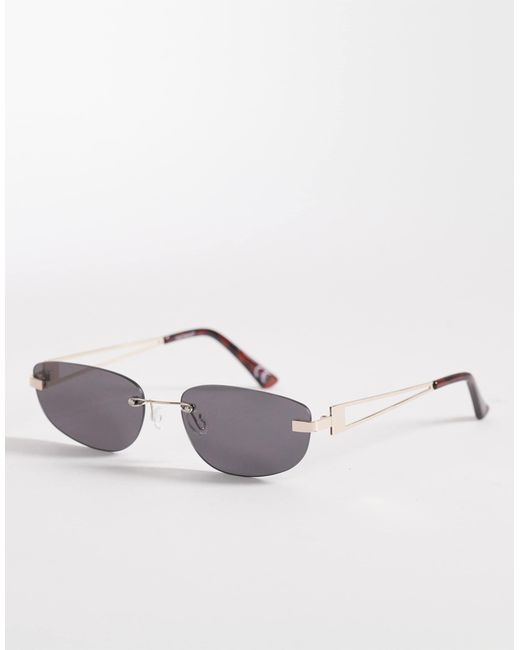 ASOS Metallic Rimless Rectangle Sunglasses for men