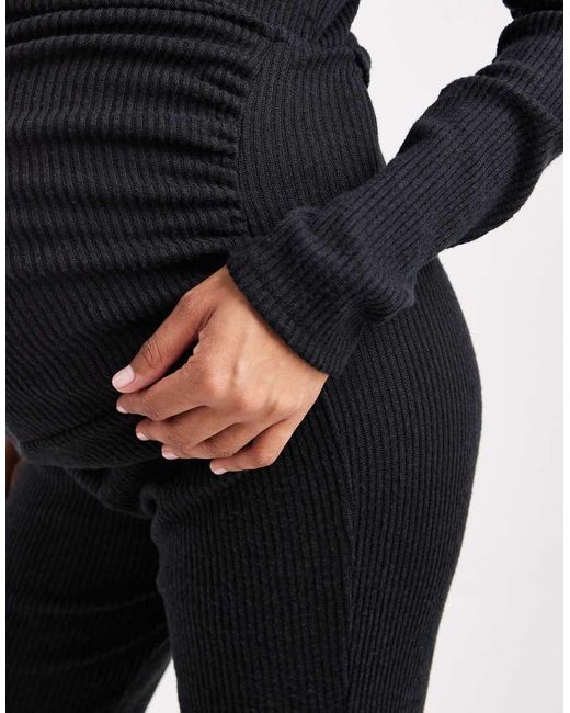 ASOS Black Asos Design Maternity Co-ord Ribbed Flare Trousers