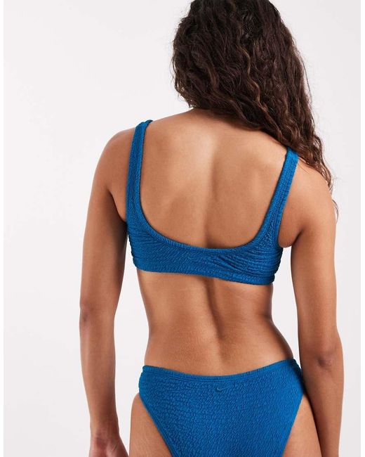 Nike Blue Nike Crinkle Bralette Bikini Top
