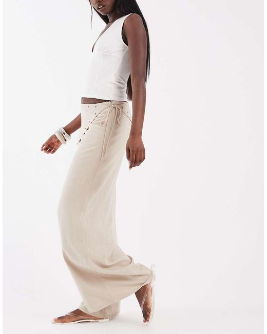 BRONZE SNAKE Natural Wide Leg Pants With Bandana Overlay