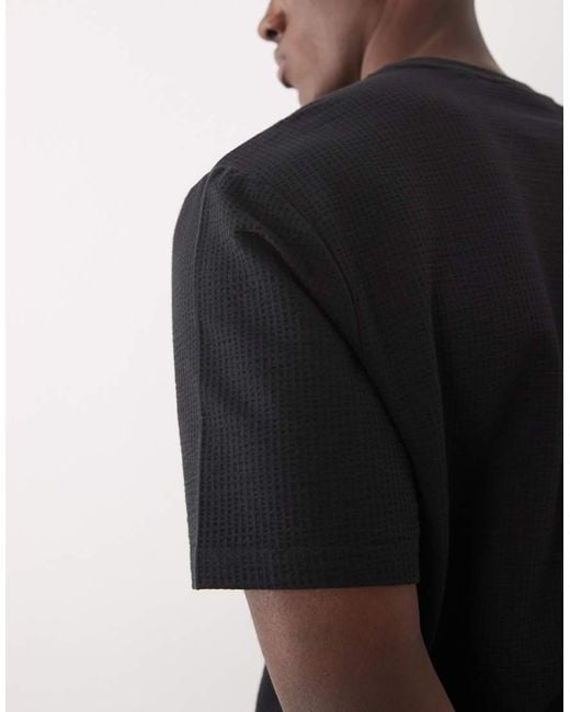 Only & Sons Black Short Sleeve Waffle T-shirt for men