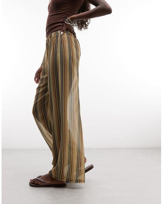 Reclaimed Vintage Multicolor Sheer Stripe Wide Leg Pants