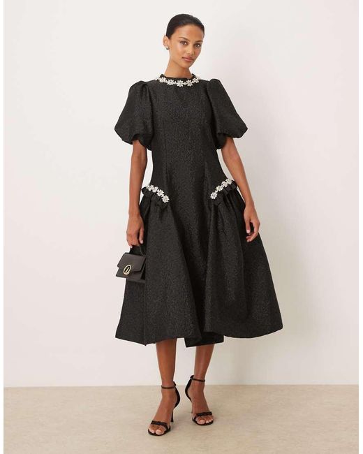 Sister Jane Black Dream Viola Jacquard Midi Dress