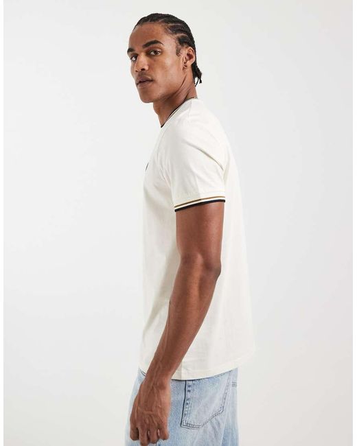 Fred Perry White Twin Tipped T-Shirt for men