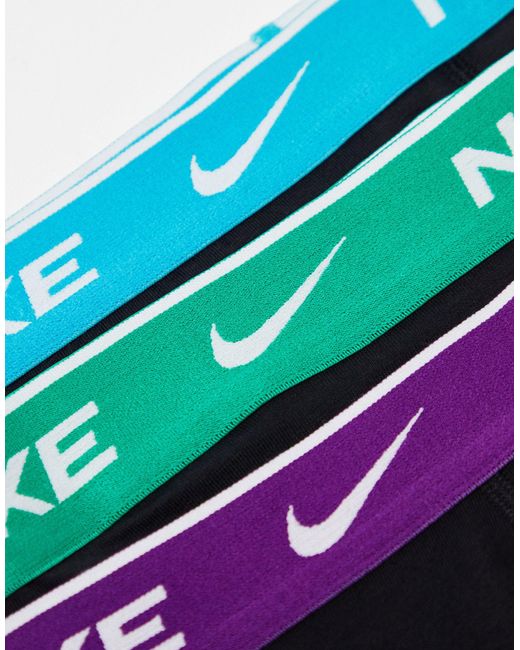 Everyday - confezione da 3 paia di boxer aderenti neri cotton stretch con elastico di Nike in Black da Uomo