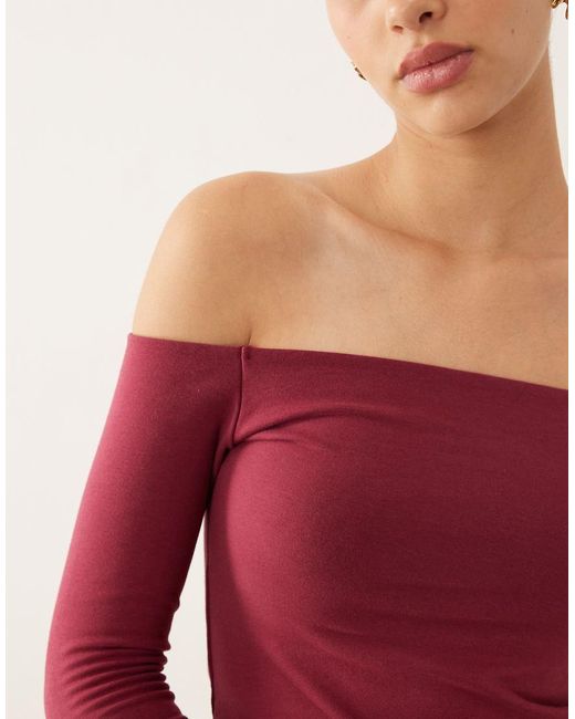 Abercrombie & Fitch Seamless Off The Shoulder Top With Built in Red — free download
