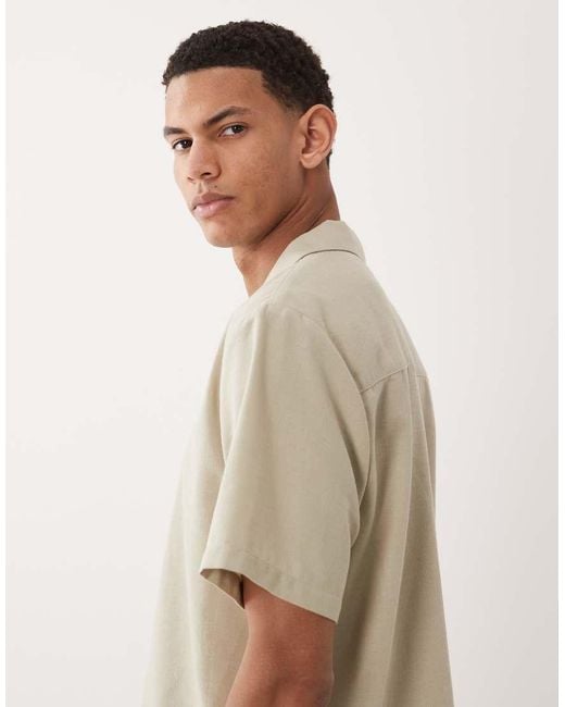 New Look Natural Linen Look Boxy Shirt for men