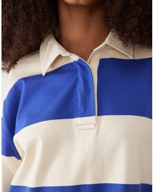 Gant Blue Striped Heavyweight Cotton Rugby Polo