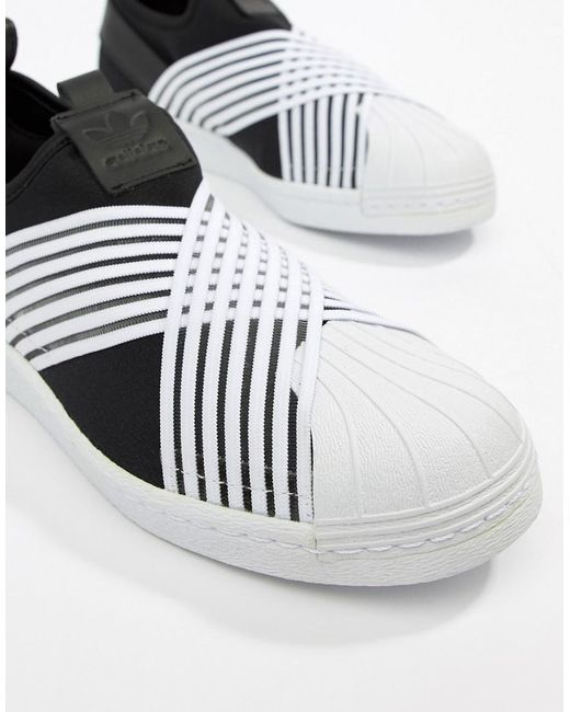 adidas Originals Superstar Slip On Sneakers In Black And White | Lyst