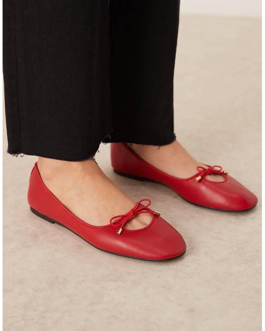 New Look Red Key Hole Ballet Flat