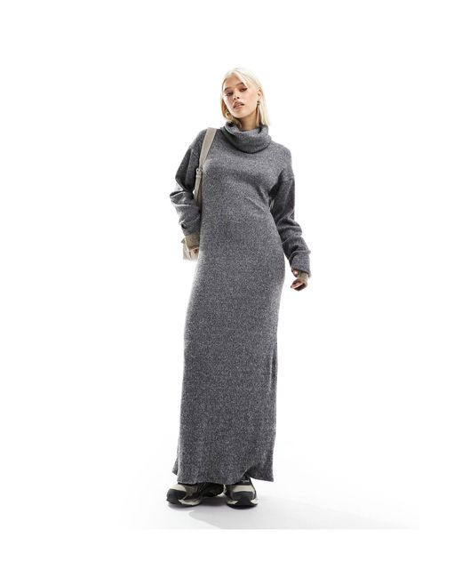 ASOS Gray High Neck Cocoon Sleeve Maxi Dress