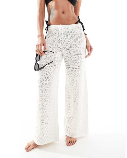 Hollister White Low Rise Crochet Beach Trouser