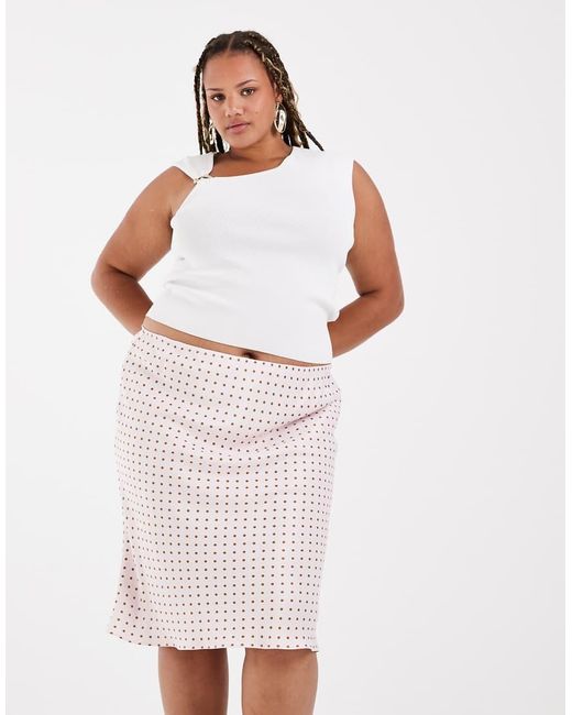 ASOS Pink Asos Design Curve Satin 90's Bias Cut Skirt