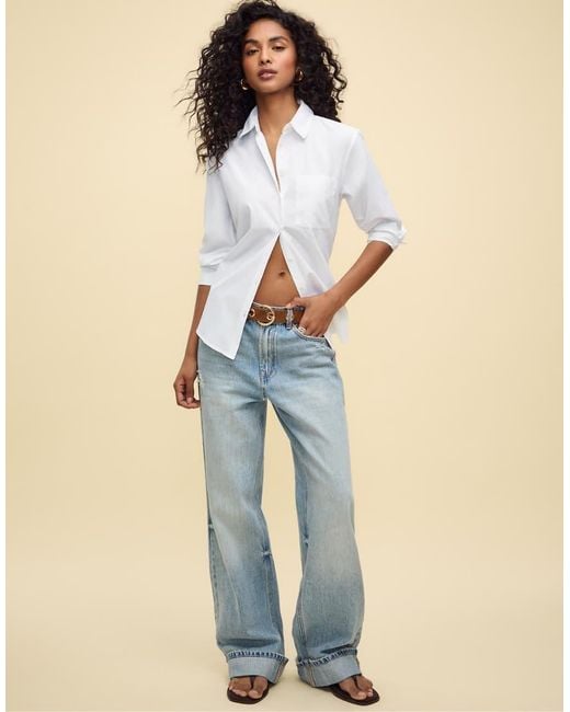 Stradivarius Basic Poplin Overhemd Met Zak in het Blue
